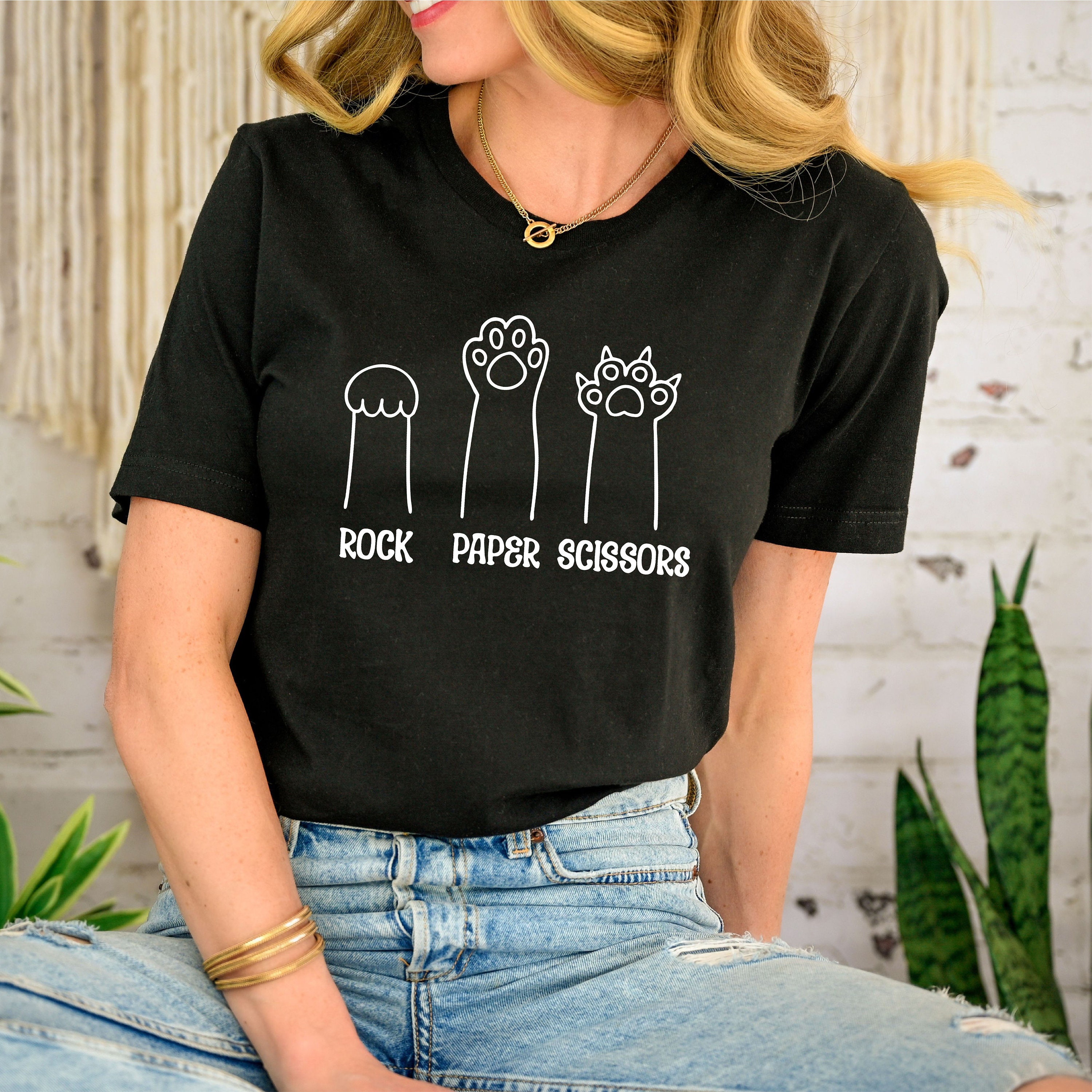 Rock Paper Scissors Sweatshirt, Funny Cat Paw Shirt, Unisex Crewneck Shirt for Cat Lover, Cat Owner Shirt, Cat Paws Shirts, Gift for Cat Mom