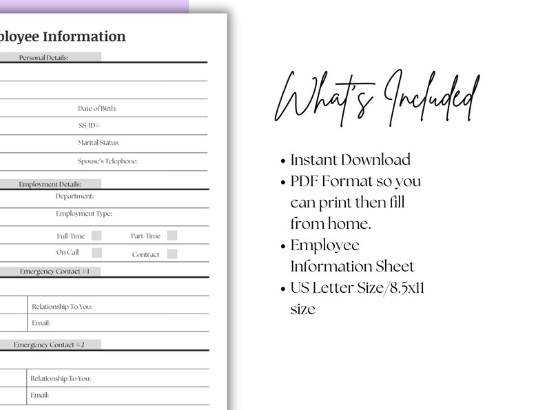 Employee Information Packet, New Hire Forms and Onboarding Document ...