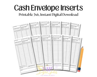 Inserto imprimible para sobre de efectivo, registro de presupuesto, fondos de reserva, registro de gastos y ahorros, insertos para sobres de efectivo (PDF, A4)