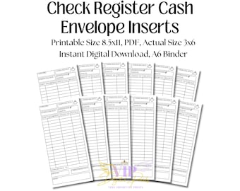 Printable Cash Envelope Insert Plain, Budget Tracker, Sinking Funds, Expense & Savings Tracker, Cash Stuffing Envelope Inserts, (PDF, A6)