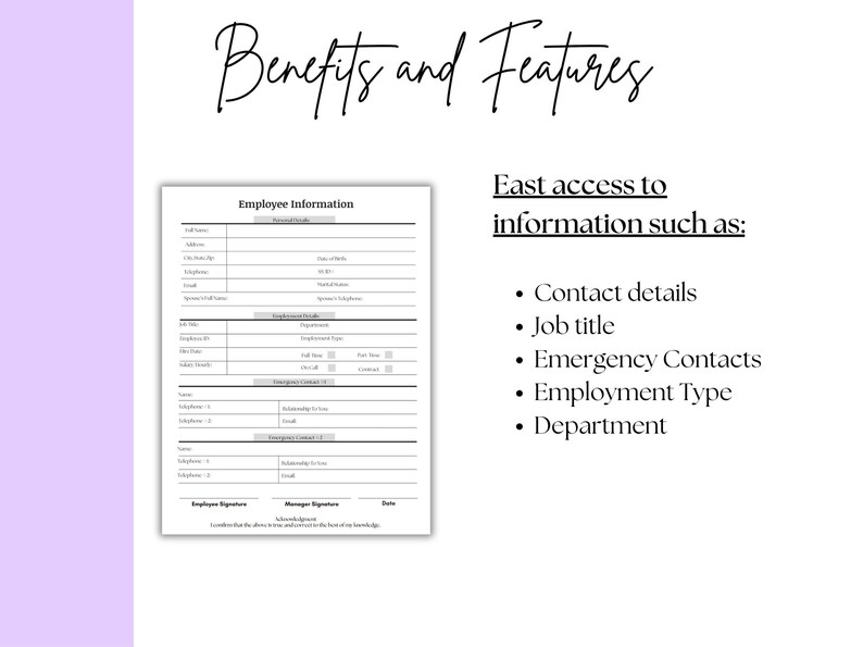 Employee Information Packet, New Hire Forms and Onboarding Document ...