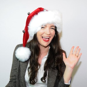 Clark Griswold Santa Hat, Christmas, S - XXL Sizes, Luxury, Buttery Soft Red Velvet with Arctic Fox Faux Fur