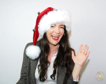 Czapka Mikołaja Clark Griswold, świąteczna, rozmiary S–XXL, luksusowa, maślana, miękka, z czerwonego aksamitu ze sztucznym futrem z lisa polarnego