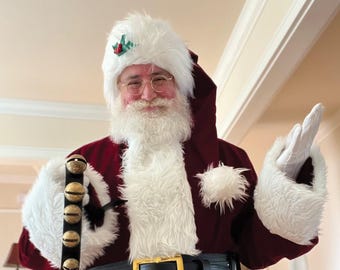 Czapka Mikołaja w kolorze wiśniowo-jagodowym, bordowo-czerwonym, świąteczna, 35" długości! Rozmiary od S do XXL, luksusowa, miękka, ciemnoczerwona aksamitna z białym sztucznym futerkiem Husky