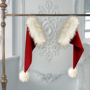 Coca Cola Santa Hat, Christmas, Authentic, 35" Long! S - XXL Sizes, Vintage Look, Luxury, Soft Red Velvet with Husky Cream Faux Fur