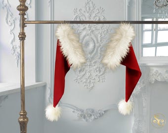 Czapka Mikołaja Coca-Coli, świąteczna, autentyczna, 89 cm długości! Rozmiary od S do XXL, styl vintage, luksusowa, miękki czerwony aksamit ze sztucznym futrem Husky Cream