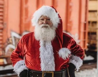 Coca Cola Santa Hat, Christmas, Authentic & Traditional, 35&quot; Long! S - XXL Sizes, Classic, Luxury, Soft Red Velvet with Husky White Faux Fur