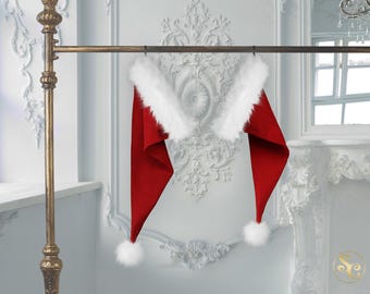 Czapka Mikołaja Coca-Coli, świąteczna, autentyczna, 89 cm długości! Rozmiary od S do XXL, klasyczna, luksusowa, miękka, z czerwonego aksamitu z białym sztucznym futerkiem niedźwiedzia polarnego