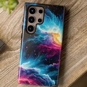 Blue Nebula Outer Space Phone Case for iPhone 15 Pro Max, 14, 13, Pixel 8 Space Case, Galaxy Covers for S24, Celestial Birthday Gift Idea