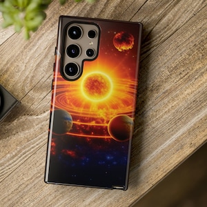 Planets Orbit Phone Case for iPhone 15 Pro Max, 14, 13, Pixel 8 Space Case, Galaxy Covers for S24 Ultra, S24 Space Gift For Space Lovers