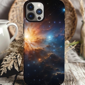 Outer Space Nebula Handyhülle für iPhone 15 Pro Max, 14, 13, Pixel 7 Space Case, Galaxy Covers für S23, personalisiertes Weltraum Geschenk für Freund