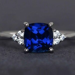 Blue Sapphire Engagement Ring , Blue Sapphire Ring Bridal Ring, Wedding Sapphire Ring, Anniversary Gifts, Unique Promise Ring, Ring for Her