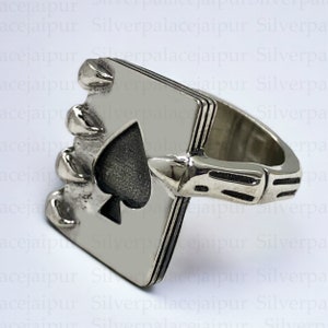 Anillo de as de picas para hombre, anillo de plata de ley 925, anillo de póker de as de picas, joyería de picas, joyería de picas para hombre, regalo para hombre, anillo de cartas de póker