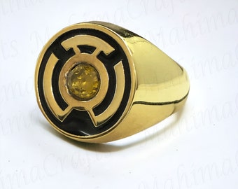 Yellow Lantern Silver Men Ring, 925 Sterling Silver, Lantern Silver Ring, Lantern Signet Ring, Ring For Him, Birthday Gift Christmas Gift