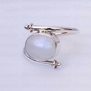 Natural Rainbow Moonstone Ring, 925 Sterling Silver Statement Ring, Moonstone Jewelry, Handmade Jewelry, Moonstone Women Ring, Ring For Her