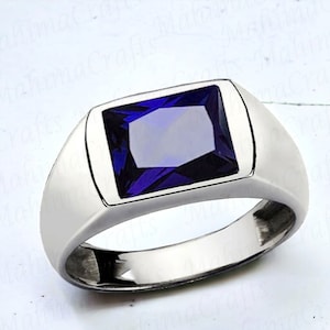 Blue Sapphire Ring, Blue  Sapphire Wedding Ring, 925 Sterling Silver Ring, Sapphire Ring, Sapphire Mens Ring, Ring for Men, Ring For Him