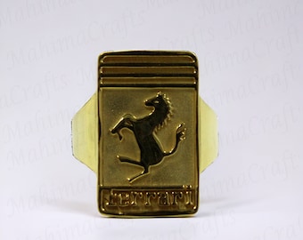 925 Sterling Silver Ferrari Ring, Ferrari Ring, Yellow Gold Plating Ring,Ferrari Signet Ring, Latest Ferrari Ring, Men&#39;s Jewelry