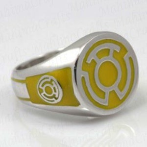 Yellow Lantern Silver Men Ring, 925 Sterling Silver, Lantern Silver Ring, Lantern Signet Ring, Ring For Him, Birthday Gift Christmas Gift