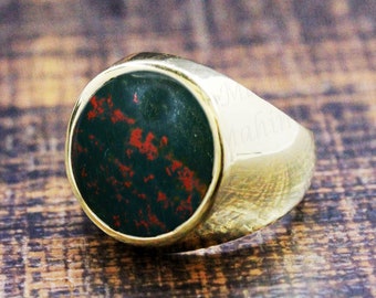 Natural Bloodstone Gemstone Ring, Solid 925 Silver Statement Ring, Bloodstone Handmade Ring, Bloodstone Mens Ring, Bloodstone Statement Ring