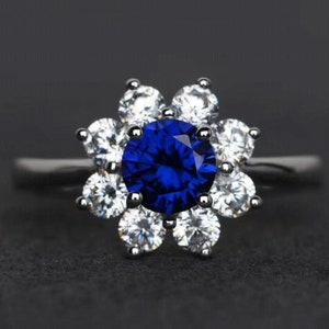 Blue Sapphire Engagement Ring , Blue Sapphire Ring Bridal Ring, Wedding Sapphire Ring, Anniversary Gifts, Unique Promise Ring, Ring for Her