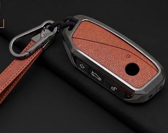 Customizable Leather Key Fob Cover with Aluminum Shell & Keychain for series for BWM  2 5 6 7 X1 X2 X3 X5 X6 X7 and M series