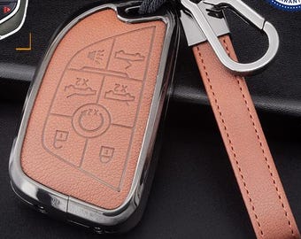 Personalizowany skórzany i aluminiowy pokrowiec na kluczyk z brelokiem do Corvette Cabrio (7 przycisków)