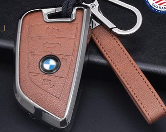 Aanpasbare lederen en aluminium sleutelhangerhoezen voor BMW met sleutelhanger