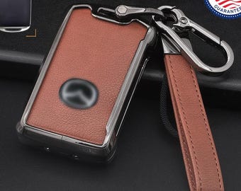for Mazda Customizable in Leather & Aluminum Key Fob Cover Set with Keychain