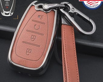 Do Chevroleta - personalizowany skórzany pokrowiec na kluczyk z aluminiową obudową i brelokiem (4 przyciski)