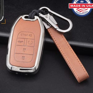 For Honda  - customizable Leather Key Fob Cover with Aluminum Shell & Keychain (A5-Button)