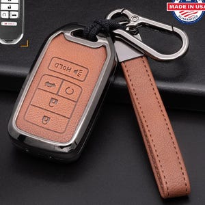Honda customizable Leather & Aluminum Key Fob Cover Keychain Protector (B-5-Button)