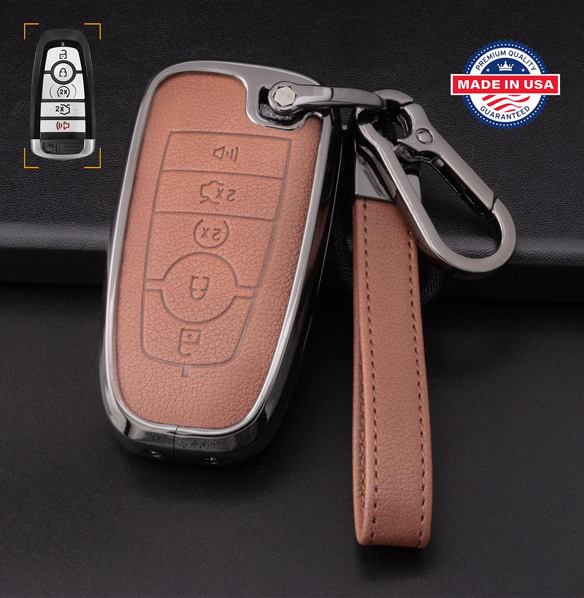 Genuine Leather Key Fob Chain For Ford 5-Button Remote – F150, Fusion, Explorer, Bronco-770544