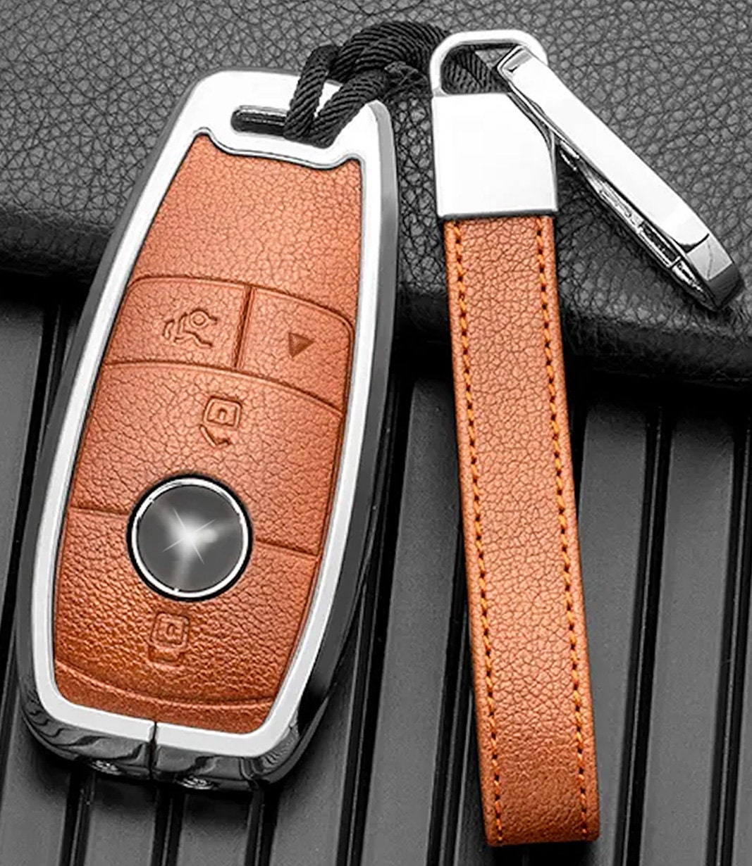 3pcs/set Tpu Soft Shell Car Key Case Cover + Black Braided Car Key Chain  Strap With Screwdriver Compatible With Nissan 4-button Smart Car Keys