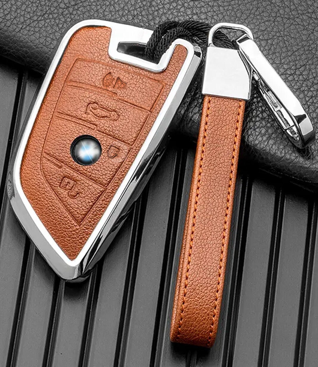 Zafolia Genuine Leather Keychain for Car Home Key Ring Strap Holder Lanyard  Women Men (2 Black and Brown) at Amazon Men's Clothing store