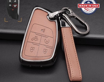 For GMC/Chevy Pickup version - Customizable Leather Key Fob Cover with Aluminum Shell & Keychain (Truck)