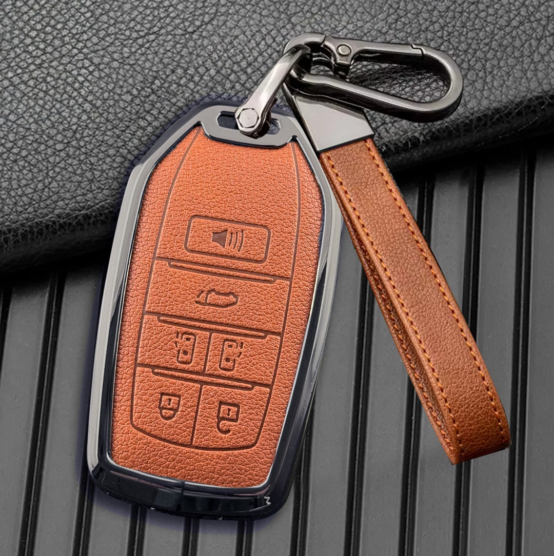 Toyota Customizable Key Fob Cover Leather With Aluminum and Keychain ...