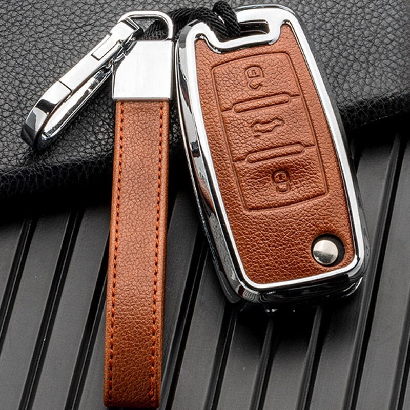 Alcantara key cover (LEK76) for Volkswagen, Skoda, Seat keys incl. keychain  - black