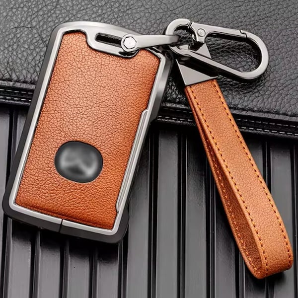 Mazda Customizable Key Fob Cover Leather & Aluminum with Keychain for Mazda 3/5/6, 3 Hatchback, CX-3/4/5/7/8/9/10/12/30/50/90, MX-5