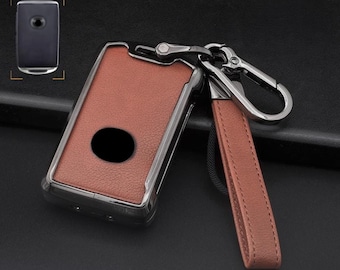 for Mazda Customizable in Leather & Aluminum Key Fob Cover Set with Keychain