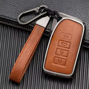 Lexus Customizable Key Fob protector cover set made of Aluminum and Leather, with a full Keychain