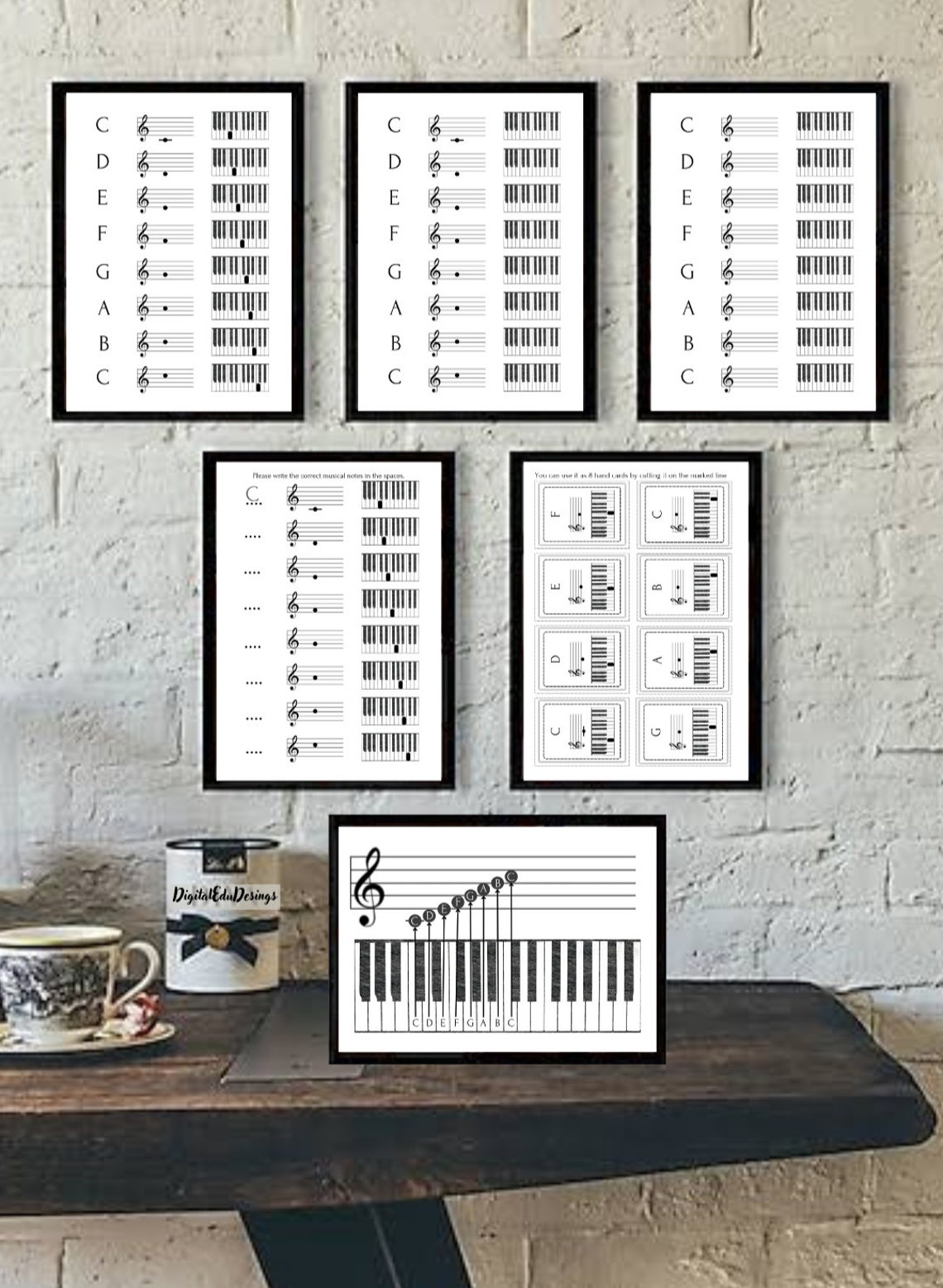 Music and Piano Notes Flashcards, Treble G Clef Music Notes, Printable ...