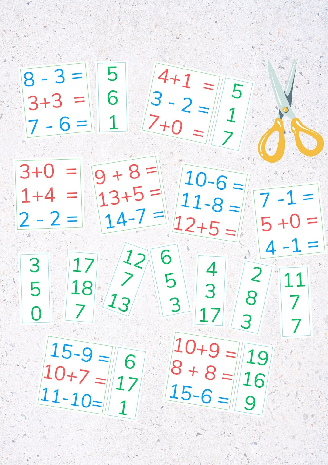 Printable Math Matching Cards 48 Pieces. Math Addition and - Etsy
