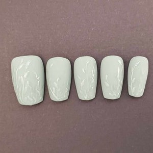 Spring Sage Green Matte Press on Nails with Hand-painted Vine design * Also Available in &quot;Two Nails Shorter&quot; (IYKYK) Variations