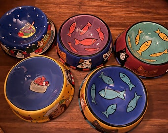 Vintage Cat Bowls from Catzilla by Candace Reiter