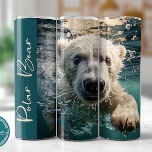 Polar Bear Tumbler Wrap, 20oz Straight Skinny Tumbler, Digital Download, Under the Sea Sublimation Design