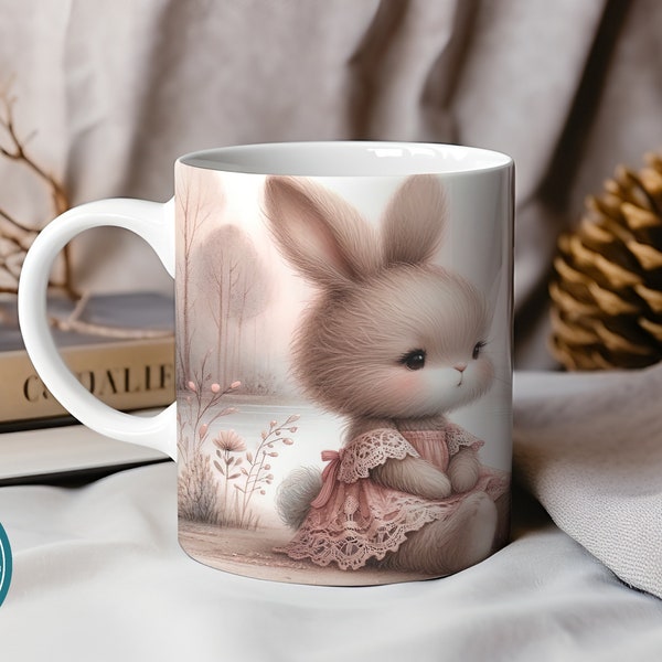 Bunny Mug Wrap Digital Download Bunny Sublimation Design PNG Mug Wrap Bunny Lovers for Both 11oz and 15oz Mugs Digital File Rabbit Mug Wrap