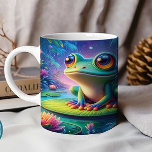 Frog Mug Wrap Digital Download Frog Sublimation Design PNG Mug Wrap Frog Lovers for Both 11oz and 15oz Mugs Digital File Frog Mug Wrap