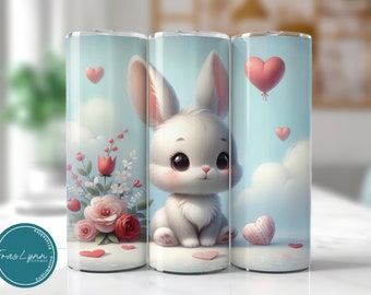 Bunny Tumbler Wrap 20oz Straight Skinny Tumbler Wrap Digital Download Bunny Sublimation Design PNG Tumbler Wrap Bunny Lovers