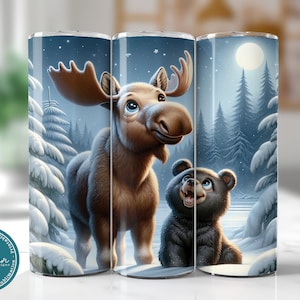 Moose Bear Tumbler Wrap 20oz Straight Skinny Tumbler Wrap Digital Download Moose Bear Sublimation Design PNG Tumbler Wrap Moose Bear Lovers