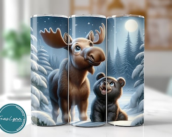 Moose Bear Tumbler Wrap 20oz Straight Skinny Tumbler Wrap Digital Download Moose Bear Sublimation Design PNG Tumbler Wrap Moose Bear Lovers